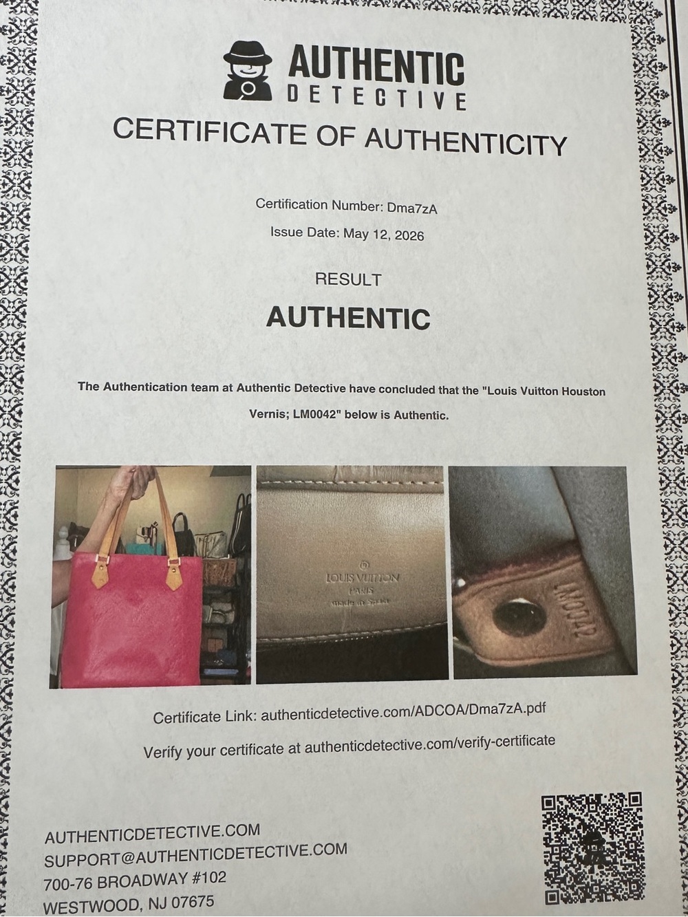 Louis Vuitton Vernis Houston Tote Custom Raspberry LM0042 April 2002 w/ COA - Picture 14 of 14